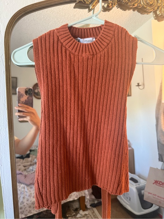Zara Tops - Zara Ribbed Knit Sleeveless Top Rust Orange